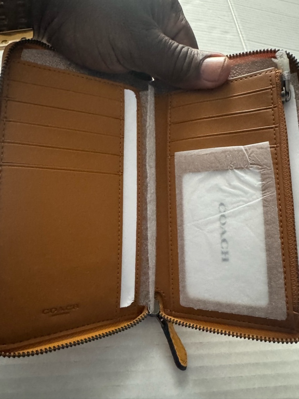 Coach Mustard Pebbled Leather Continental Wallet - Picture 4 of 8
